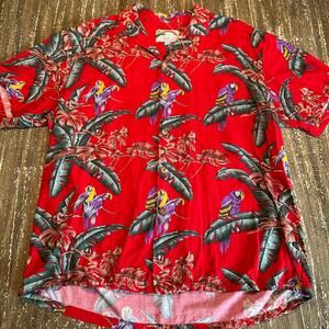 Vintage Paradise Found Honolulu Hawaiian Tropical Beach Shirt Red Men’s Size L